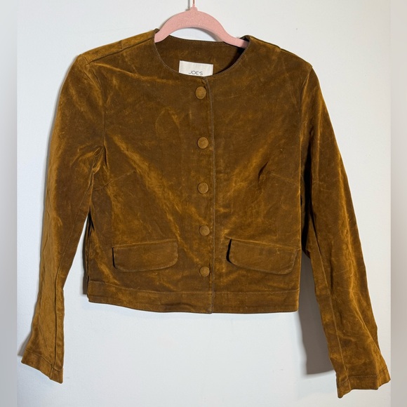 Joe’s Jeans Bronze Brown Suede Jacket Cropped Minimalist NWT $258 XS - Picture 1 of 9